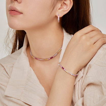[Amore Jewels]Radiant Colorful Round Cut Tennis Bracelet