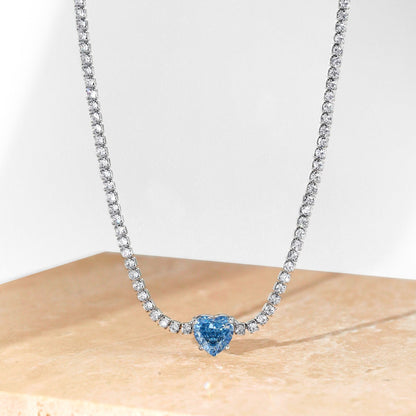 [Amore Jewels]2.0 Carat Sparkling Tennis Heart Cut Necklace