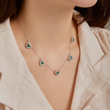 [Amore Jewels]Sparkling Five Heart Necklace