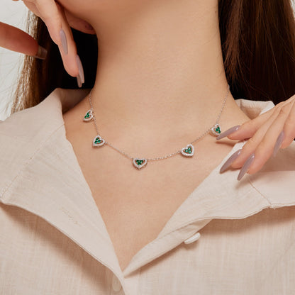 [Amore Jewels]Sparkling Five Heart Necklace