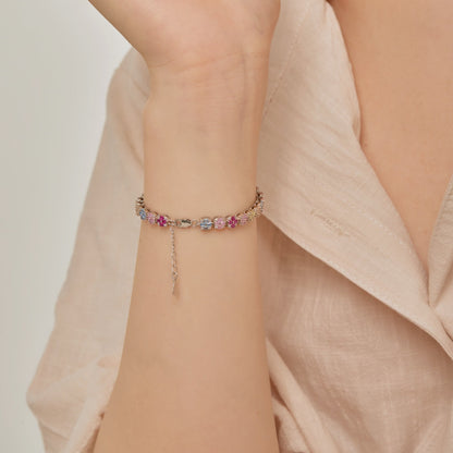 [Amore Jewels]Delicate Colorful Emerald Cut Daily Bracelet