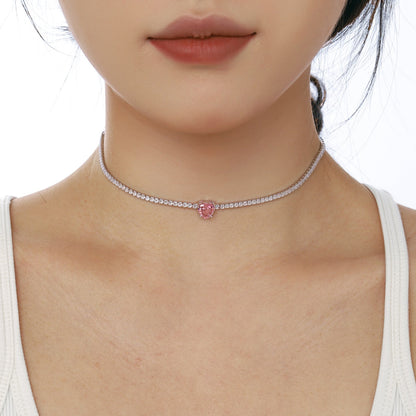 [Amore Jewels]2.0 Carat Sparkling Tennis Heart Cut Necklace