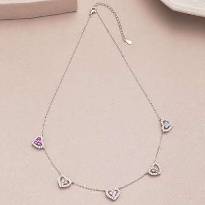 [Amore Jewels]Sparkling Five Heart Necklace