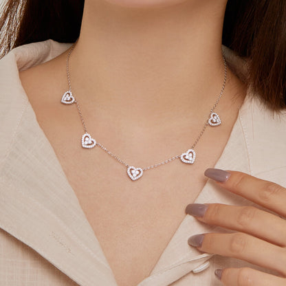 [Amore Jewels]Sparkling Five Heart Necklace