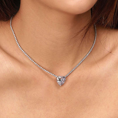 [Amore Jewels]8.0 Carat Versatile Colorful Sweet Heart-Shaped Tennis Necklace