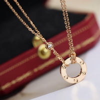 [Amore Jewels]LOVE NECKLACE ADJUSTABLE ROSE GOLD 2 DIAMOND
