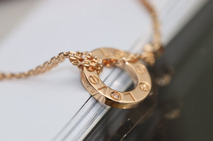 [Amore Jewels]LOVE NECKLACE ADJUSTABLE ROSE GOLD 2 DIAMOND