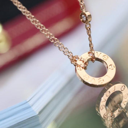 [Amore Jewels]LOVE NECKLACE ADJUSTABLE ROSE GOLD 2 DIAMOND