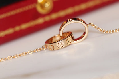 [Amore Jewels]LOVE NECKLACE PINK GOLD AND SILVER