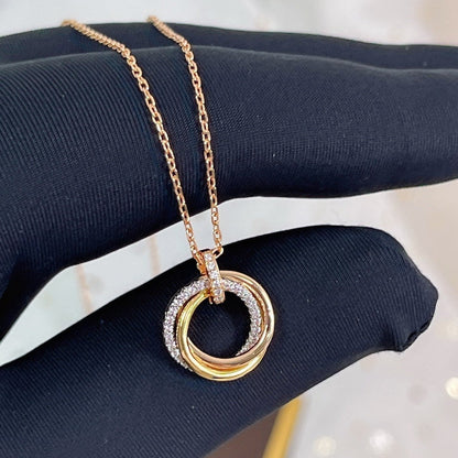 [Amore Jewels]TRINITY NECKLACE SILVER GOLD PINK GOLD DIAMONDS