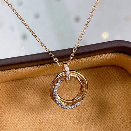 [Amore Jewels]TRINITY NECKLACE SILVER GOLD PINK GOLD DIAMONDS