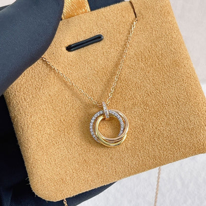 [Amore Jewels]TRINITY NECKLACE SILVER GOLD PINK GOLD DIAMONDS