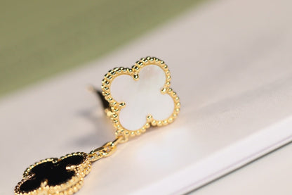 [Amore Jewels]CLOVER EARRINGS GOLD ONYX MOP 3 MOTIF
