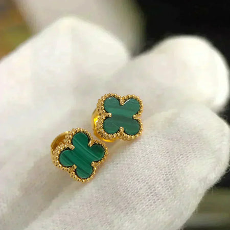 [Amore Jewels]CLOVER MINI 9.5MM MALACHITE  EARRINGS