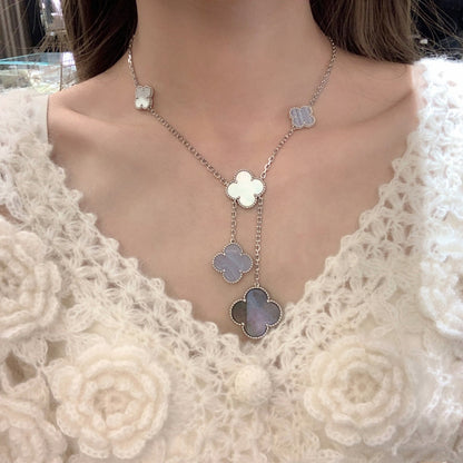 [Amore Jewels]CLOVER MOP CHALCEDONY NECKLACE SILVER 6 MOTIF