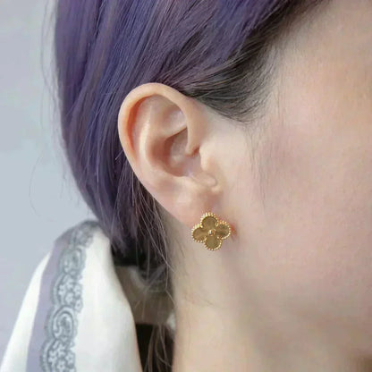[Amore Jewels]CLOVER MEDIUM 1 MOTIFS LASER EARRINGS