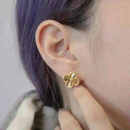 [Amore Jewels]CLOVER MEDIUM 1 MOTIFS LASER EARRINGS