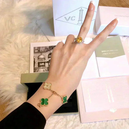 [Amore Jewels] CLOVER 5 MOTIF MALACHITE BRACELET COLLECTION