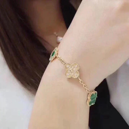 [Amore Jewels] CLOVER 5 MOTIF MALACHITE BRACELET COLLECTION