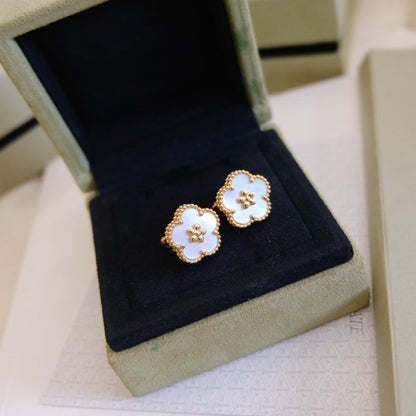 [Amore Jewels]LUCKY PINK GOLD WHITE MOP EARRINGS