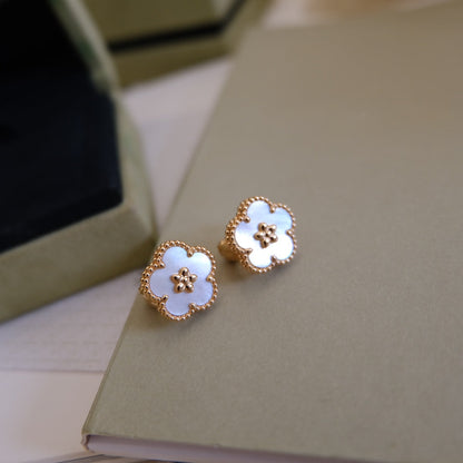 [Amore Jewels]LUCKY PINK GOLD WHITE MOP EARRINGS