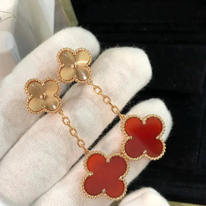 [Amore Jewels]CLOVER 2 MOTIF  LASER CARNELIAN EARRINGS
