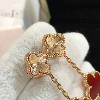 [Amore Jewels]CLOVER 2 MOTIF  LASER CARNELIAN EARRINGS