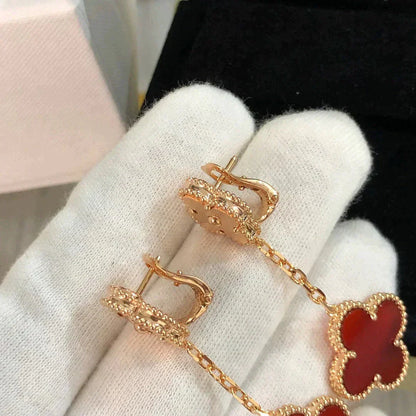 [Amore Jewels]CLOVER 2 MOTIF  LASER CARNELIAN EARRINGS