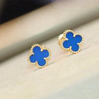 [Amore Jewels]CLOVER MINI 9.5MM BLUE AGATE EARRINGS