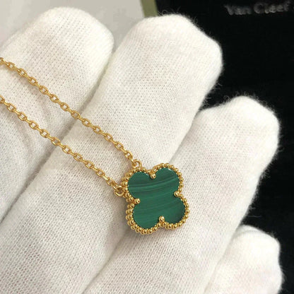 [Amore Jewels]CLOVER 15MM MALACHITE SINGLE FLOWER  NECKLACE