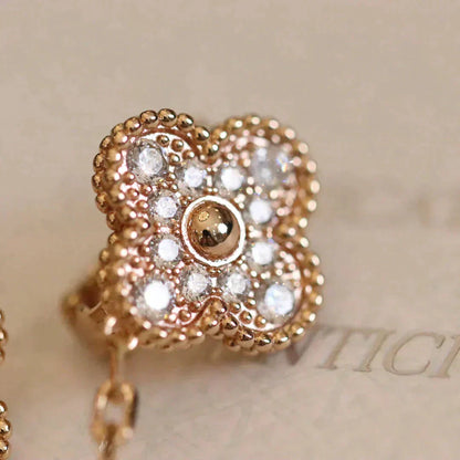 [Amore Jewels]CLOVER MEDIUM 1 MOTIFS FUll DIAMOND EARRINGS