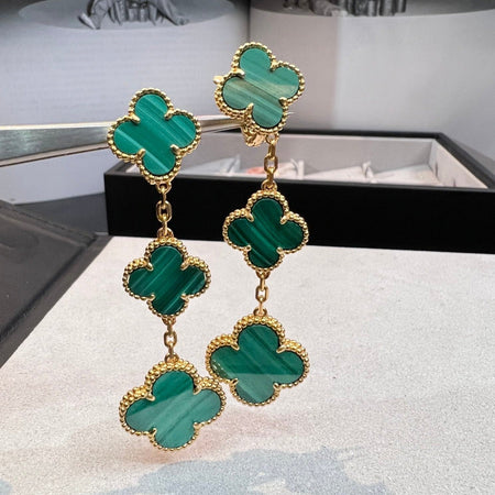 [Amore Jewels]CLOVER MALACHITE 3 MOTIFS GOLD