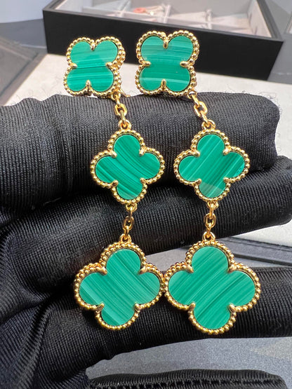 [Amore Jewels]CLOVER MALACHITE 3 MOTIFS GOLD