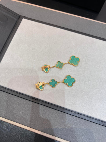 [Amore Jewels]CLOVER MALACHITE 3 MOTIFS GOLD
