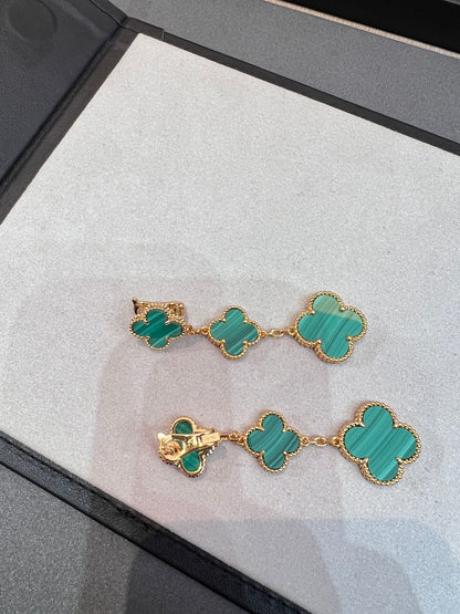 [Amore Jewels]CLOVER MALACHITE 3 MOTIFS GOLD