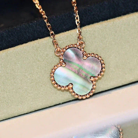 [Amore Jewels]CLOVER 15MM  GRAY MOTHER OF PEARL NECKLACE