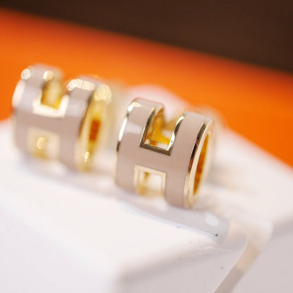 [Amore Jewels]MINI POP H GOLD EARRINGS GREY