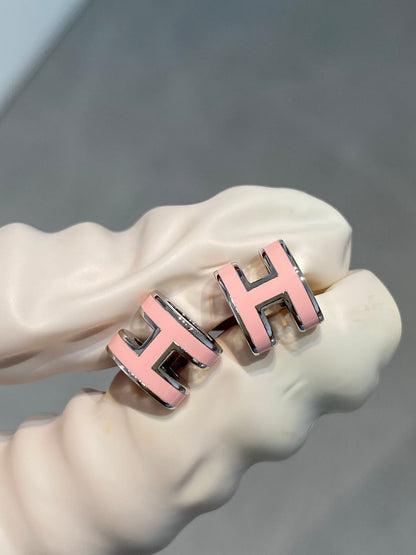 [Amore Jewels]MINI POP H SILVER EARRINGS PINK