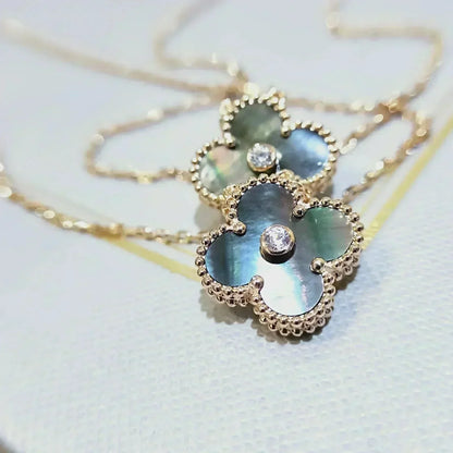 [Amore Jewels]CLOVER 15MM DIAMOND AND MOTHER-OF-GREY NECKLACE