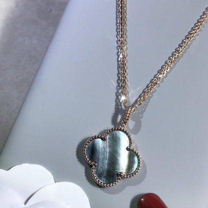 [Amore Jewels]CLOVER 25MM GOLD DARK MOP BIG CLOVER NECKLACE