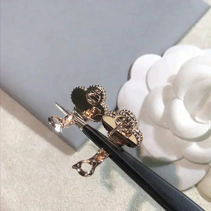 [Amore Jewels]CLOVER MEDIUM 1 MOTIFS  PINK MOP DIAMOND EARRINGS