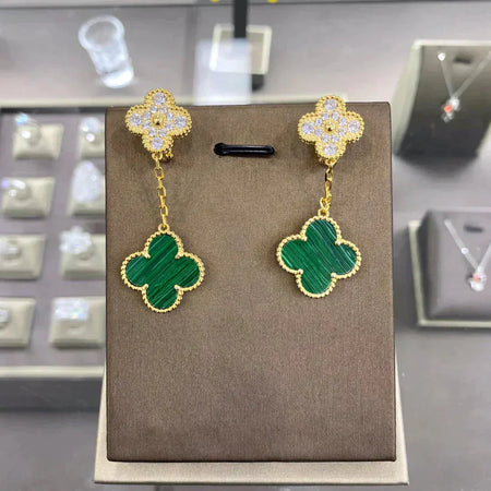[Amore Jewels]CLOVER  2 MOTIFS  DIAMOND  EARRINGS (MULTIPLE CHOICESç´