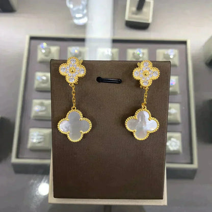 [Amore Jewels]CLOVER  2 MOTIFS  DIAMOND  EARRINGS (MULTIPLE CHOICESç´