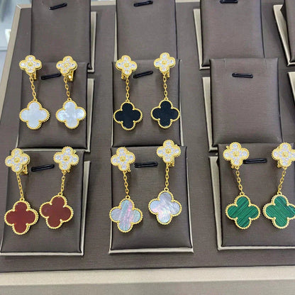 [Amore Jewels]CLOVER  2 MOTIFS  DIAMOND  EARRINGS (MULTIPLE CHOICESç´