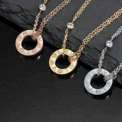 [Amore Jewels]LOVE NECKLACE 16MM 2 DIAMONDS
