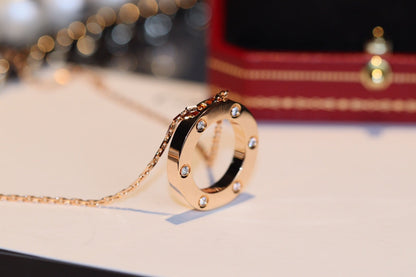 [Amore Jewels]LOVE NECKLACE 16MM 6 DIAMONDS PINK GOLD