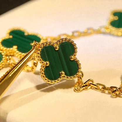 [Amore Jewels] CLOVER 5 MOTIF MALACHITE BRACELET COLLECTION