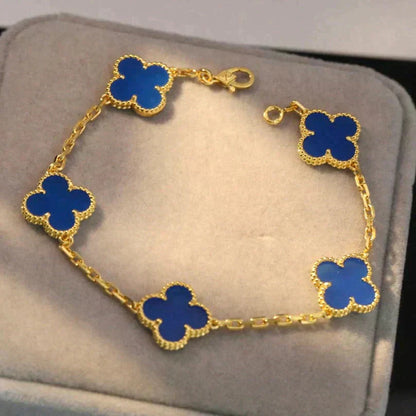 [Amore Jewels] CLOVER 5 MOTIF BLUE AGATE BRACELET COLLECTION