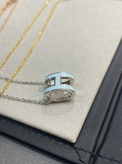 [Amore Jewels]POP H LIGHT BLUE NECKLACE