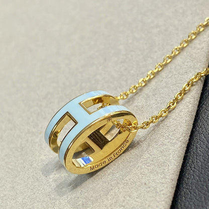 [Amore Jewels]POP H LIGHT BLUE NECKLACE